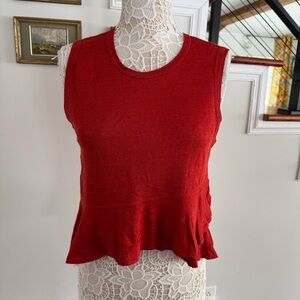 A.L.C. Red Linen Sleeveless Peplum Tank Top Small